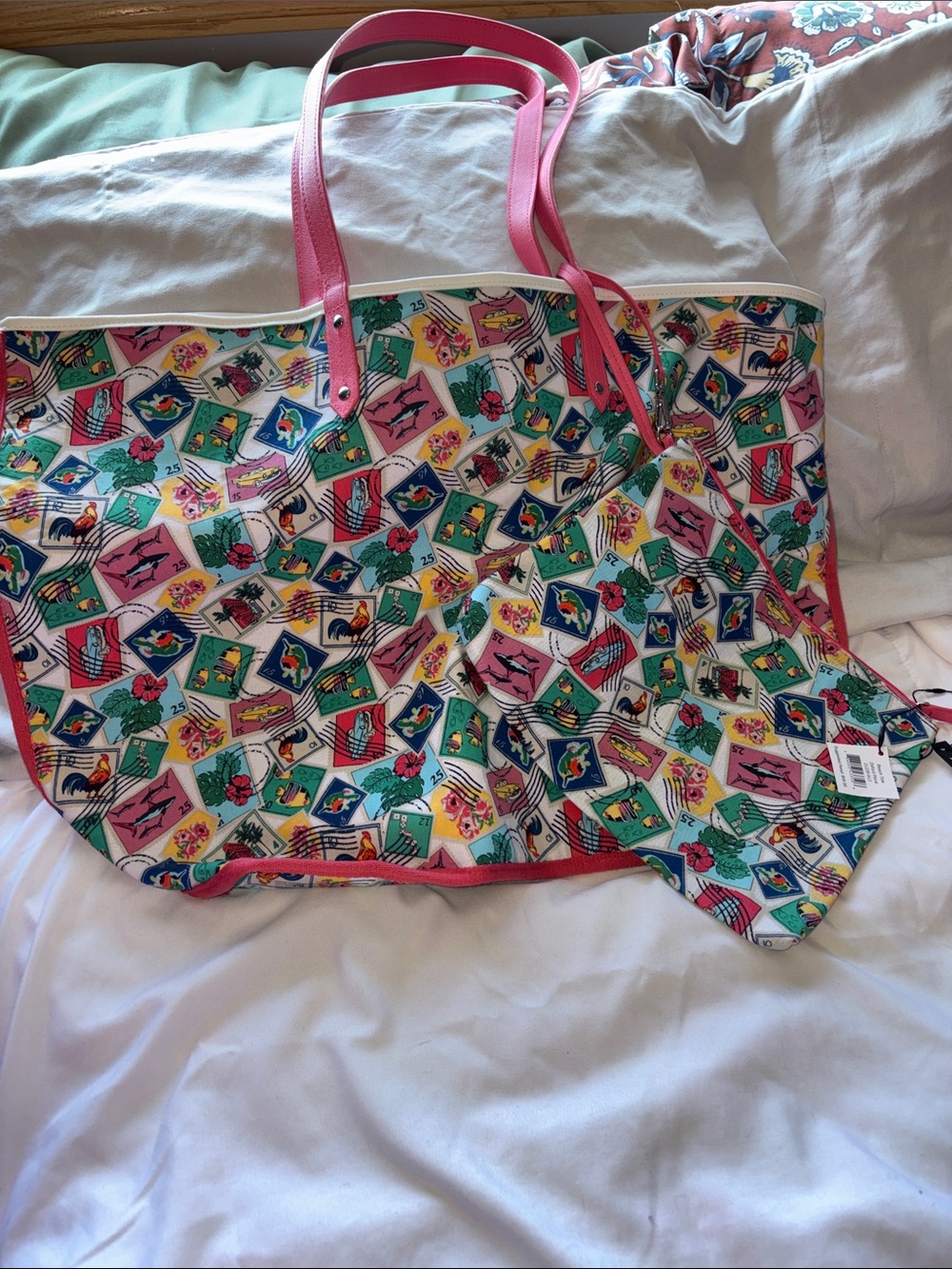 Vera Bradley Reversible Beach Tote with Clutch
